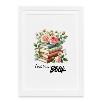 Pile de fleurs tirées de livres - Affiche encadrée (27 × 37 cm) - blanc - Devant