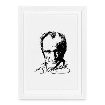 Mustafa Kemal Ataturk - Affiche encadrée (27 × 37 cm) - blanc - Devant