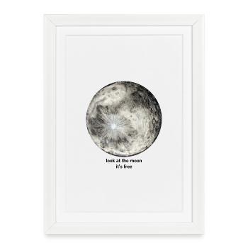 regarde la lune, c'est gratuit - Affiche encadrée (27 × 37 cm) - blanc - Devant