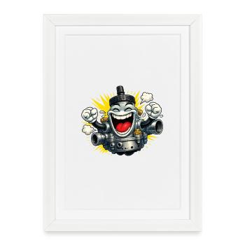 Carburetor moped fun - Framed poster (27 × 37 cm) - white - Front