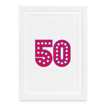 50. 50 ANS. 50e ANNIVERSAIRE. ANNIVERSAIRE 50 ANS. - Affiche encadrée (27 × 37 cm) - blanc - Devant