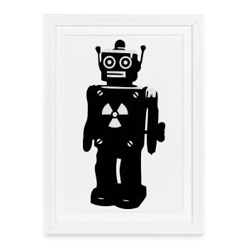 techno, robot - Affiche encadrée (27 × 37 cm) - blanc - Devant