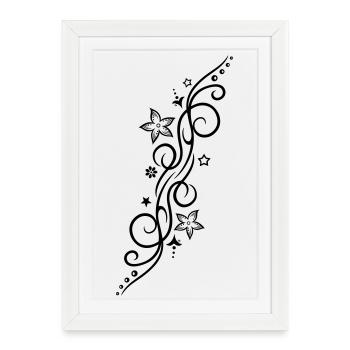 Tattoo ornament with flowers and stars. - Framed poster (27 × 37 cm) - white - Front