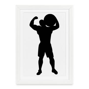 Symbole Strongman Icône de musculation Logo de Stone Lifting - Affiche encadrée (27 × 37 cm) - blanc - Devant