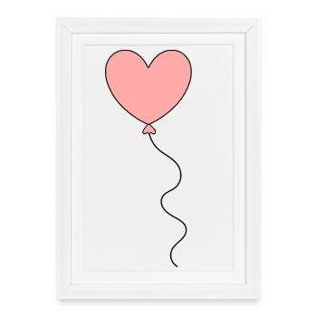 coeur rose coeur rose coeur rouge cadeau Saint-Valentin - Affiche encadrée (27 × 37 cm) - blanc - Devant