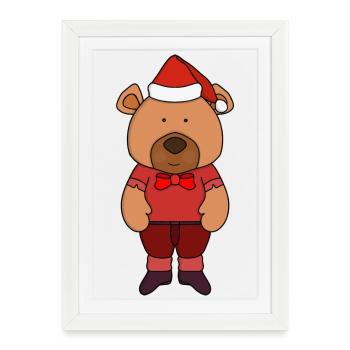 Père Noël doux ours - Affiche encadrée (27 × 37 cm) - blanc - Devant