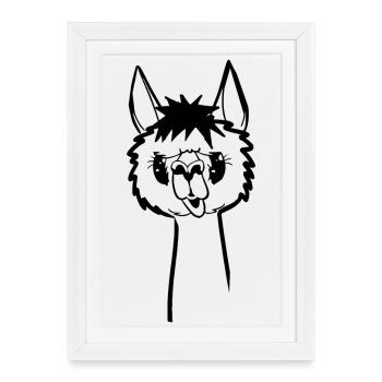 Funny Alpaca - Cheeky Alpaca - Framed poster (27 × 37 cm) - white - Front