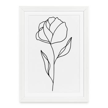 Blume gezeichnet - Gerahmtes Poster (27 × 37 cm) - Weiß - Vorne