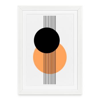 Design géométrique abstrait Orange noir - Affiche encadrée (27 × 37 cm) - blanc - Devant