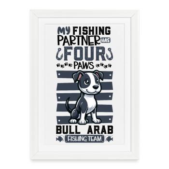 Pêche et taureau arabe - Affiche encadrée (27 × 37 cm) - blanc - Devant