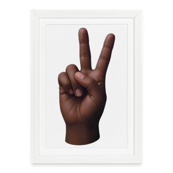 PEACE HAND #3 - peace & love - Affiche encadrée (27 × 37 cm) - blanc - Devant
