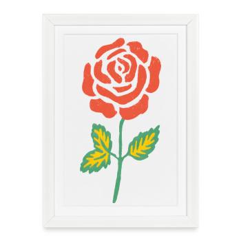 Rosen-Aquarell in Orange - Gerahmtes Poster (27 × 37 cm) - Weiß - Vorne