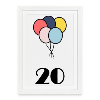 20. 20 ANS. 20e ANNIVERSAIRE. ANNIVERSAIRE 20 ANS. - Affiche encadrée (27 × 37 cm) - blanc - Devant