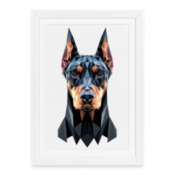 Doberman Motif Chien de Garde Fiers Dobermans - Affiche encadrée (27 × 37 cm) - blanc - Devant