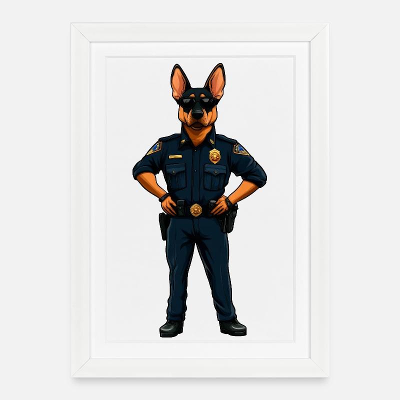 Police Dog - Framed poster (27 × 37 cm) - white