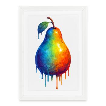 Poire avec un dégradé coloré - Affiche encadrée (27 × 37 cm) - blanc - Devant