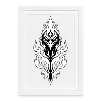 Oiseau Phénix de Feu Tribal Totem Ascension - Affiche encadrée (27 × 37 cm) - blanc - Devant