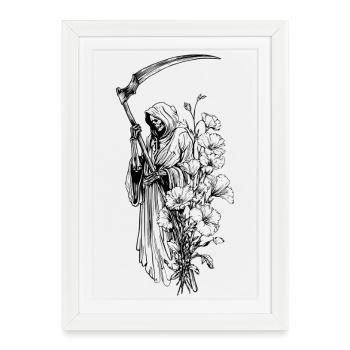 Réponse Death & Bloom à Personne – T-shirt graphique Skull - Affiche encadrée (27 × 37 cm) - blanc - Devant