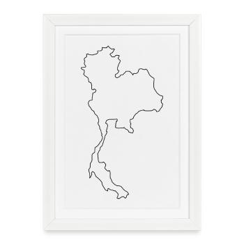 Plan de la carte de la Thaïlande - Affiche encadrée (27 × 37 cm) - blanc - Devant