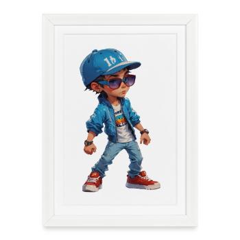 Jeune adolescent cool - Affiche encadrée (27 × 37 cm) - blanc - Devant