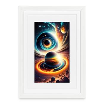 Universe with planet - Framed poster (27 × 37 cm) - white - Front