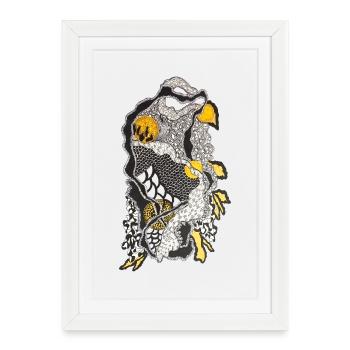 Koi Water Dream in Line Art - Framed poster (27 × 37 cm) - white - Front