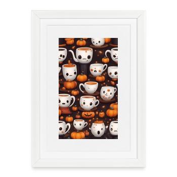 Süße und makabre Halloween-Kaffees - Gerahmtes Poster (27 × 37 cm) - Weiß - Vorne