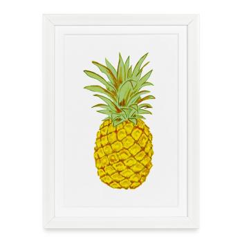 Ananas mûr jaune dessin stylisé - Affiche encadrée (27 × 37 cm) - blanc - Devant