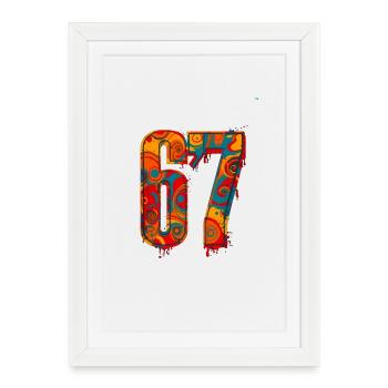 Psychédélique 67 chiffres - Affiche encadrée (27 × 37 cm) - blanc - Devant
