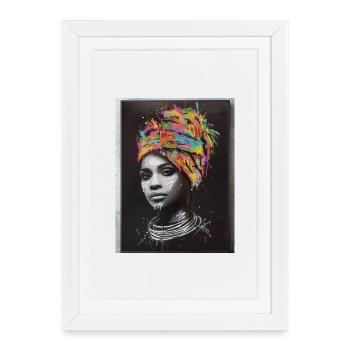 Portrait Afro Art Gustave Coloré - Affiche encadrée (27 × 37 cm) - blanc - Devant