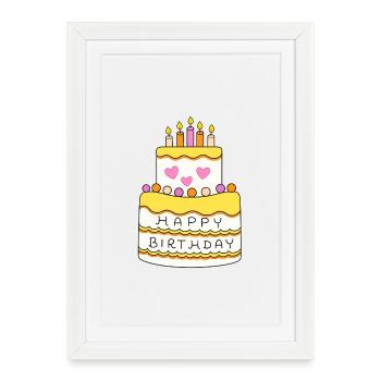 Pastel Birthday Cake Hearts - Framed poster (27 × 37 cm) - white - Front
