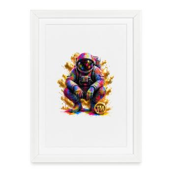 Colorful Space Astronaut - Framed poster (27 × 37 cm) - white - Front