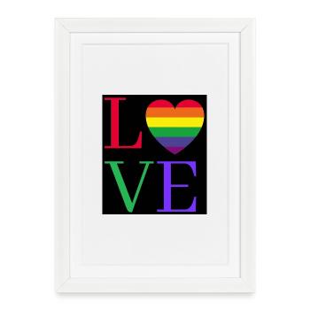 Rainbow Love Heart Pride Sticker - Framed poster (27 × 37 cm) - white - Front