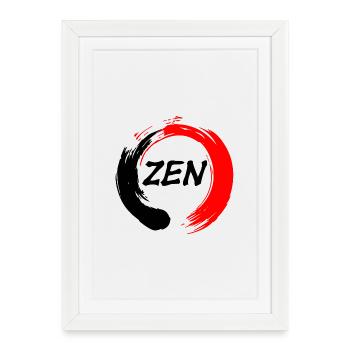 Zen écrit en enso zen cercle rouge et noir - Affiche encadrée (27 × 37 cm) - blanc - Devant