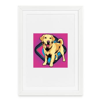 Comic Dog - Golden Retriever - Framed poster (27 × 37 cm) - white - Front