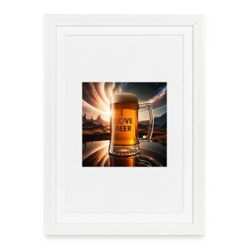 J’adore le motif du verre à bière - Affiche encadrée (27 × 37 cm) - blanc - Devant