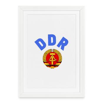 Retro DDR Fußball Shirt, Ostalgie Fan Design - Gerahmtes Poster (27 × 37 cm) - Weiß - Vorne