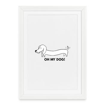 Long Dachshund Cartoon - Framed poster (27 × 37 cm) - white - Front