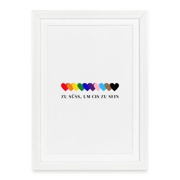Zu süß um CIS zu sein Regenbogen Herzen - Gerahmtes Poster (27 × 37 cm) - Weiß - Vorne