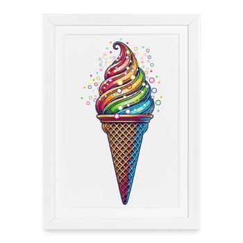 Création de glaces colorées aux couleurs vives - Affiche encadrée (27 × 37 cm) - blanc - Devant