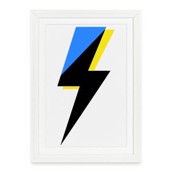 Géométrie bleue et jaune - Affiche encadrée (27 × 37 cm) - blanc - Devant