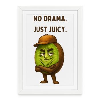 Héros néo-zélandais Pas de drame Juste juteux - Affiche encadrée (27 × 37 cm) - blanc - Devant