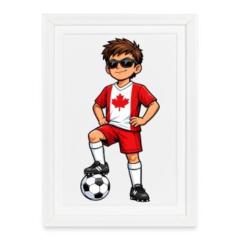 Soccer Boy Canada Fan Canadian Flag - Framed poster (27 × 37 cm) - white - Front