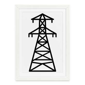 electricity pylon - Framed poster (27 × 37 cm) - white - Front