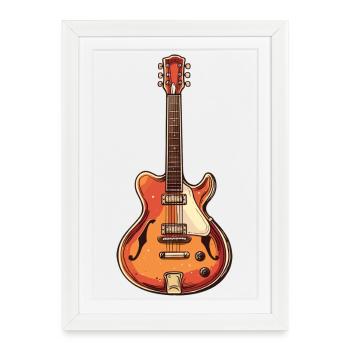 Vintage Electric Guitar Illustration - Framed poster (27 × 37 cm) - white - Front