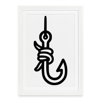 Fishing Hook Knots Fishing Fishing Fisherman - Framed poster (27 × 37 cm) - white - Front