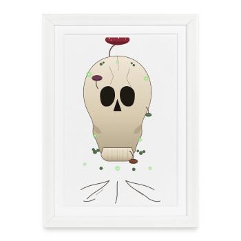 Skull balloon with mushroom glow - Framed poster (27 × 37 cm) - white - Front