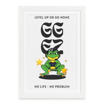 Montée de niveau du joueur grenouille - Affiche encadrée (27 × 37 cm) - blanc - Devant