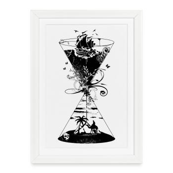 surreal hourglass ocean and desert- - Framed poster (27 × 37 cm) - white - Front