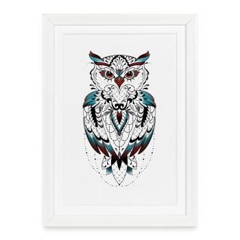 Teal and Carmine Animal Mask on Black - Framed poster (27 × 37 cm) - white - Front